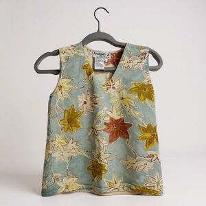Joseph A.‎ Floral Sleeveless Top XL Viscose/Nylon Blend Light Blue Multi-Colored